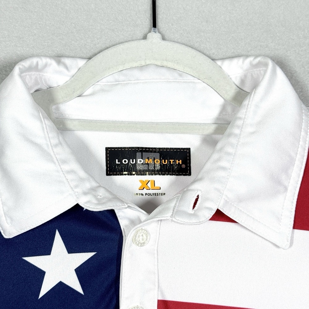 Loudmouth Golf Polo Shirt Mens XL USA American Flag Patriotic Performance - Picture 4 of 13